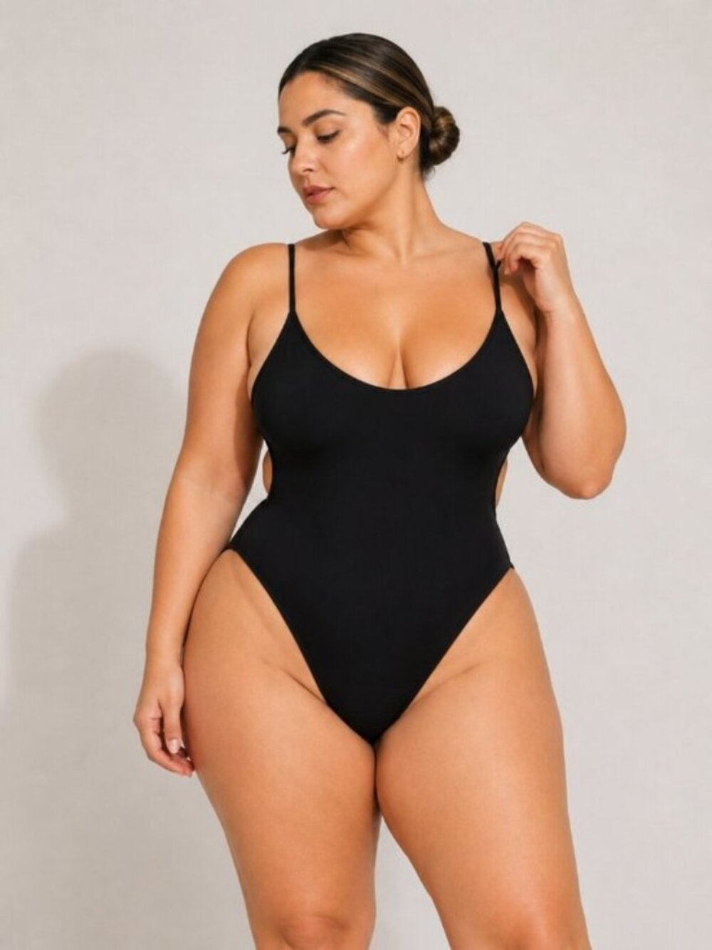 Fashion Nova Cut It High One Piece Swimsuit Black 1X NWT